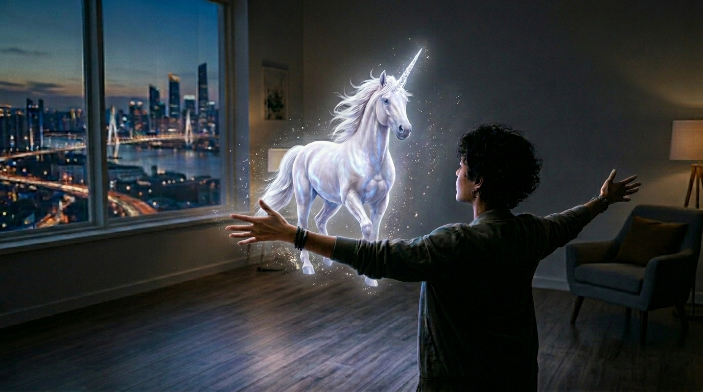 AI Art Generation - Person creating a magical unicorn with AI